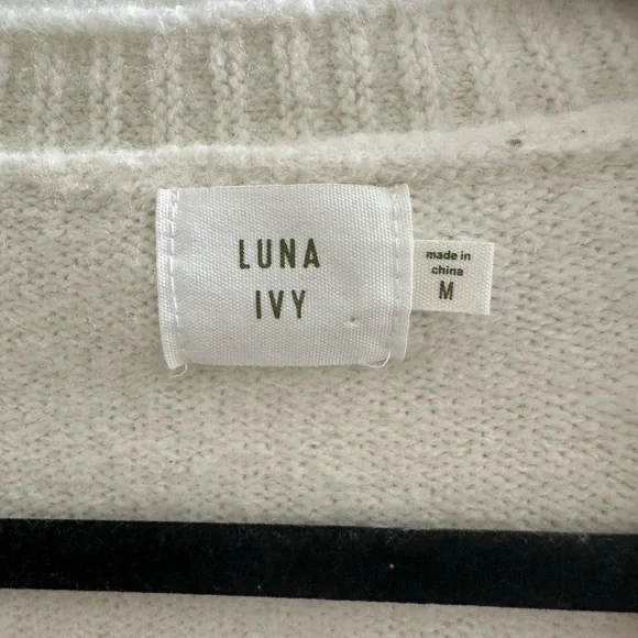 Luna Ivy Women's White Sweater with Colorful Bow Accents Sz M - Picture 4 of 8